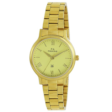Maxima GOLD Women Beige Dial Analogue Watch - 56101CMLY